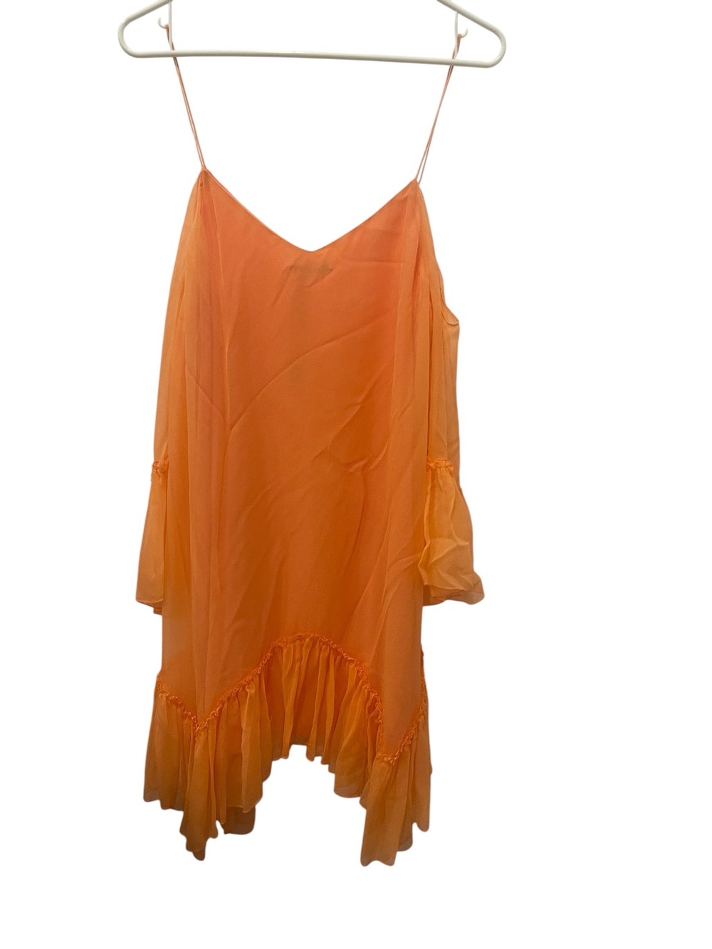 Alice + Olivia Ilaria Cold Shoulder Mini Dress in Peach Color.Size M - Picture 9 of 13